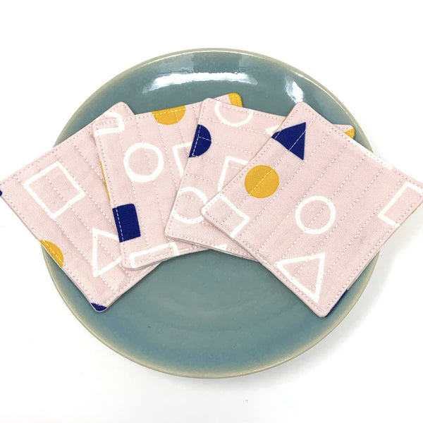 Coasters Set of 4 Pink Geometry