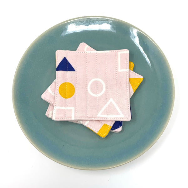 Coasters Set of 4 Pink Geometry