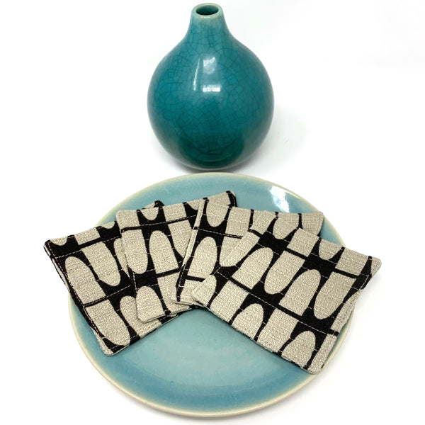 Coasters Set of 4, Barkcloth Brown Half Life