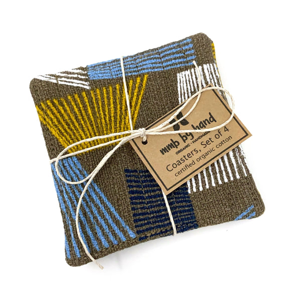 Coasters Set of 4, Barkcloth Shaded Brown