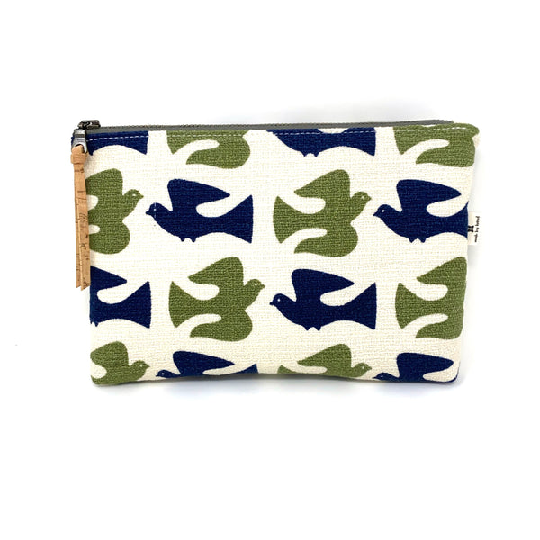 Slim Zip Pouch Navy & Olive On the Fly - 3 Sizes