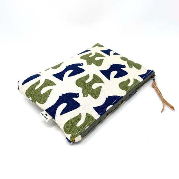 Slim Zip Pouch Navy & Olive On the Fly - 3 Sizes