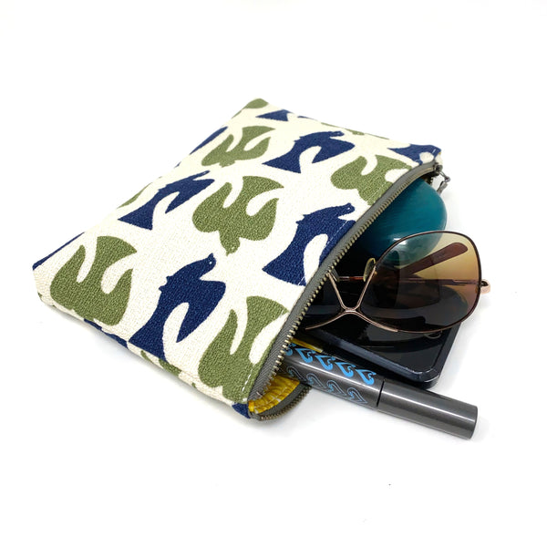 Slim Zip Pouch Navy & Olive On the Fly - 3 Sizes