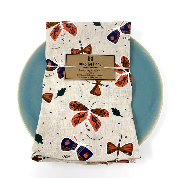 Organic Linen Cotton Blend Napkins - Set of 4 Flutter