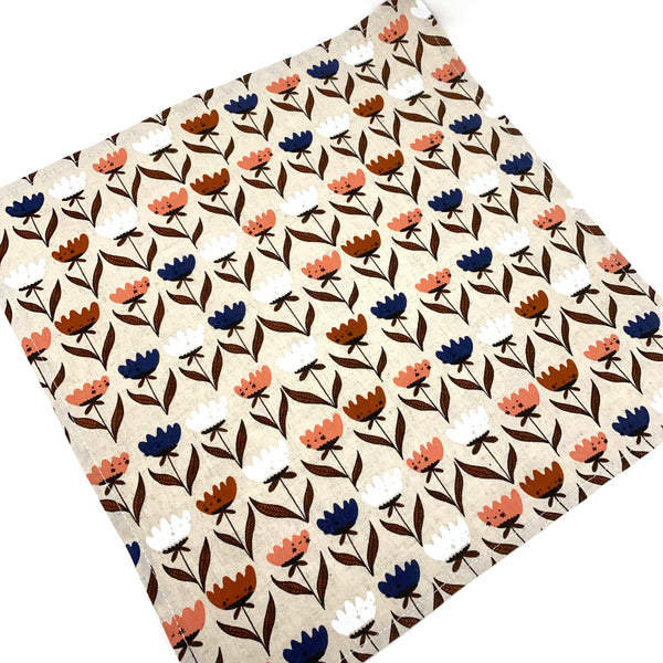 Organic Linen Cotton Blend Napkins - Set of 4 Flower Friends