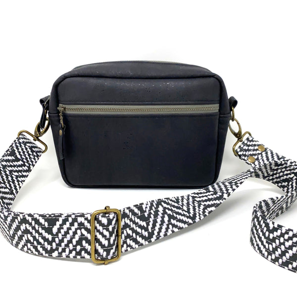 Sustainable Black Cork Boxy Crossbody - Choose Your Strap