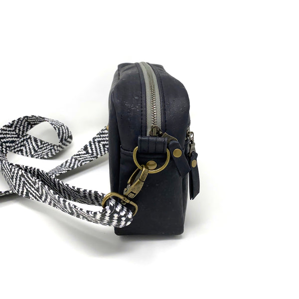 Sustainable Black Cork Boxy Crossbody - Choose Your Strap
