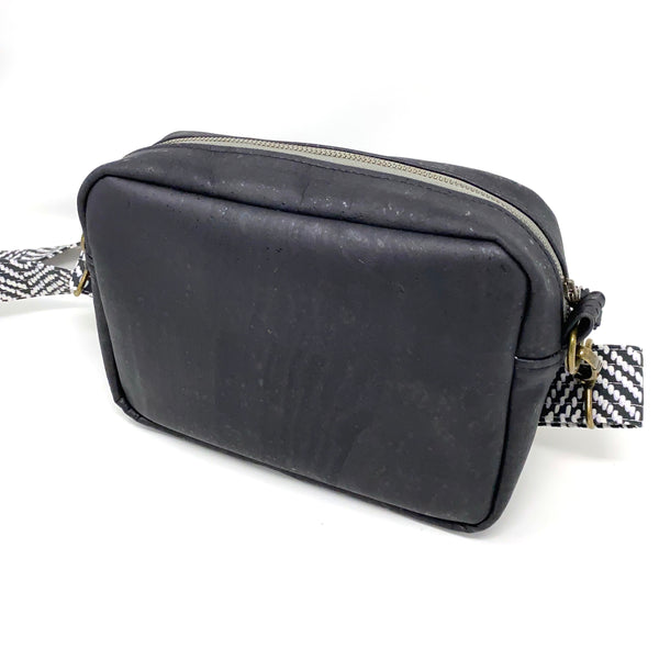 Sustainable Black Cork Boxy Crossbody - Choose Your Strap