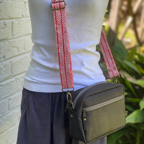 Sustainable Black Cork Boxy Crossbody - Choose Your Strap
