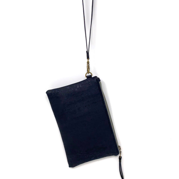 Sustainable Black Cork Wristlet
