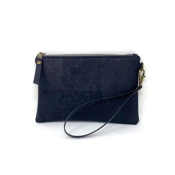 Sustainable Black Cork Wristlet