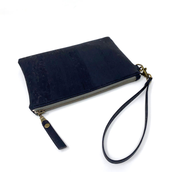 Sustainable Black Cork Wristlet