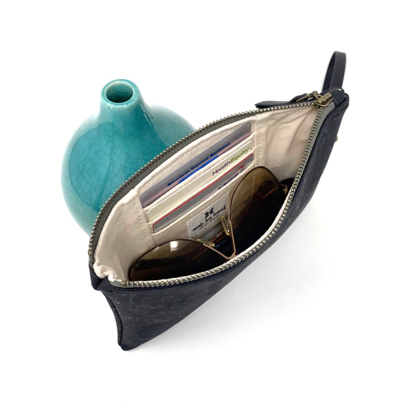 Sustainable Black Cork Wristlet