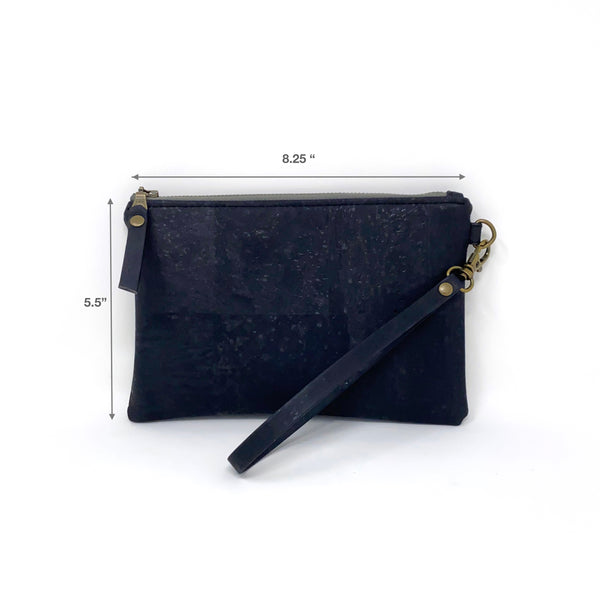 Sustainable Black Cork Wristlet