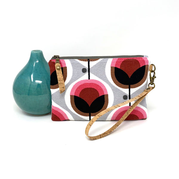 Organic Essential Wristlet/Clutch Geo Floral Pink