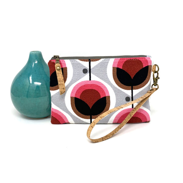 Organic Essential Wristlet/Clutch Geo Floral Pink