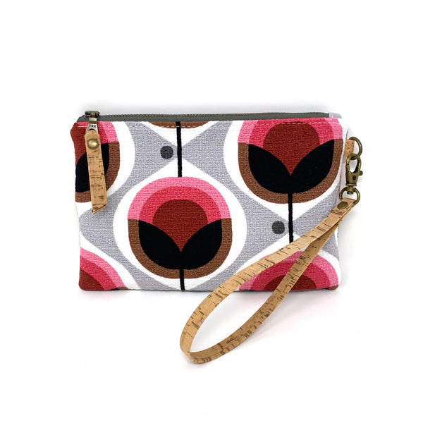 Organic Essential Wristlet/Clutch Geo Floral Pink