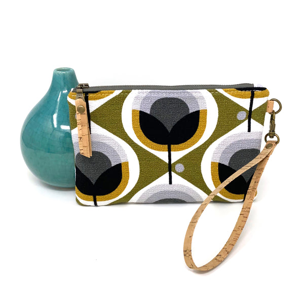 Organic Essential Wristlet/Clutch Geo Floral Olive