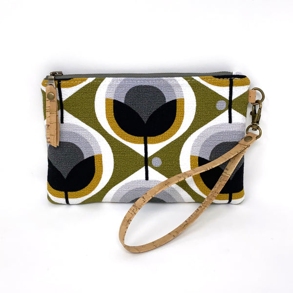 Organic Essential Wristlet/Clutch Geo Floral Olive