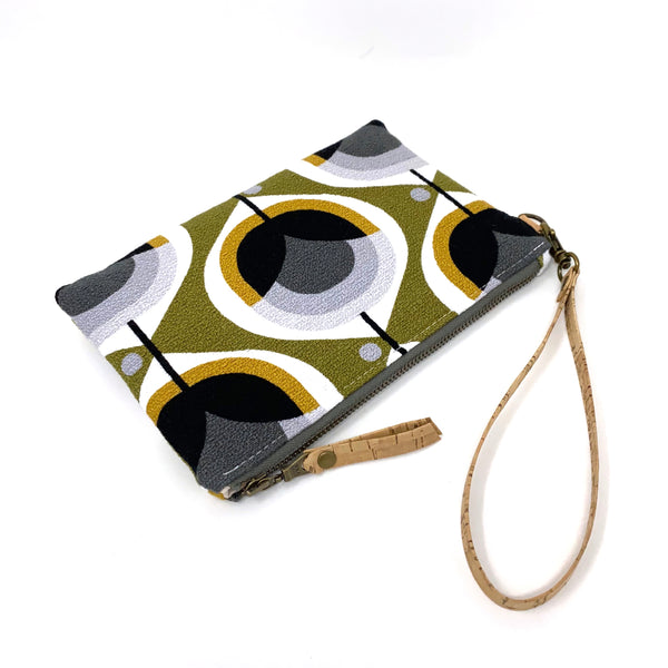 Organic Essential Wristlet/Clutch Geo Floral Olive