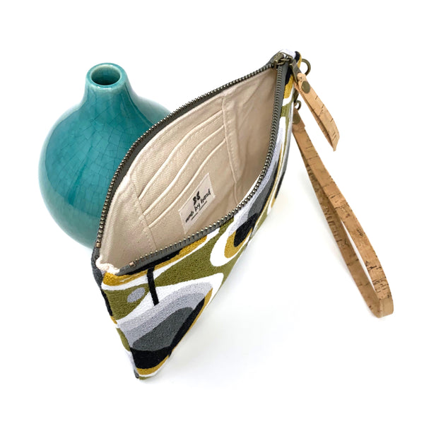 Organic Essential Wristlet/Clutch Geo Floral Olive