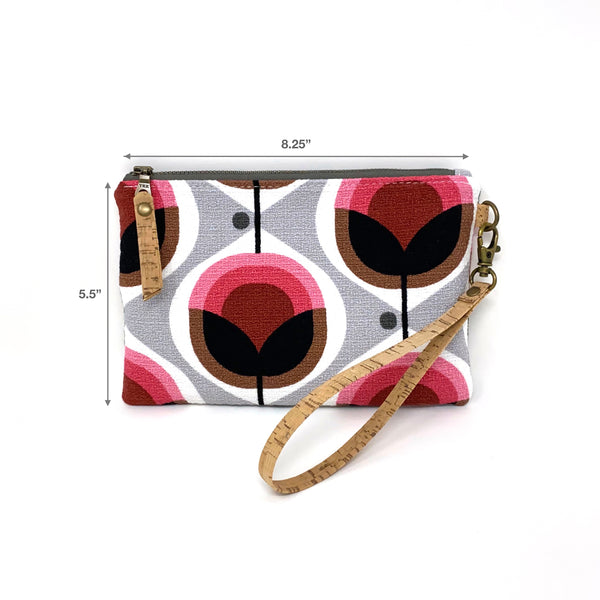 Organic Essential Wristlet/Clutch Geo Floral Pink
