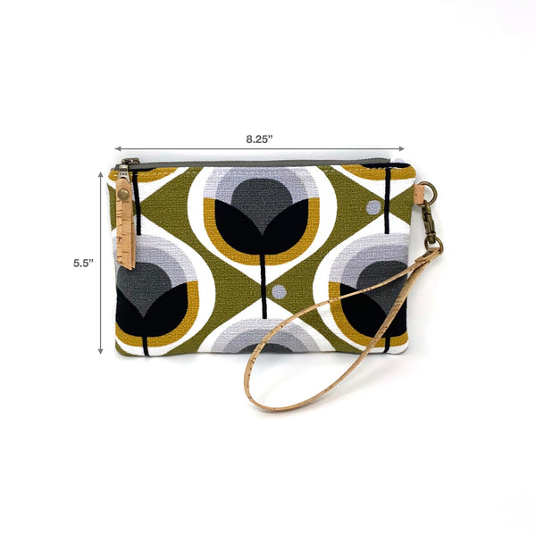 Organic Essential Wristlet/Clutch Geo Floral Olive