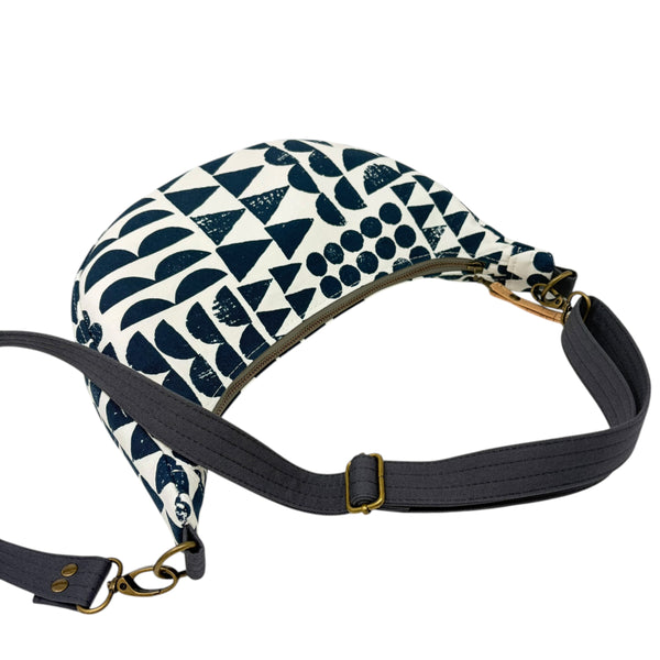 Sling Bag, Organic Cotton Blue Imprint