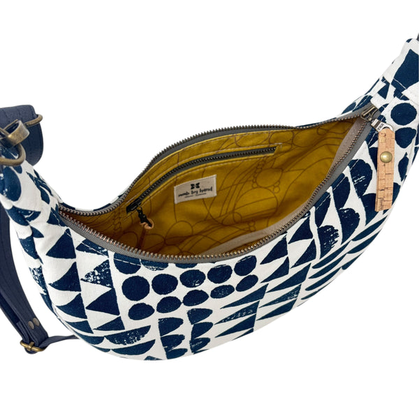 Sling Bag, Organic Cotton Blue Imprint