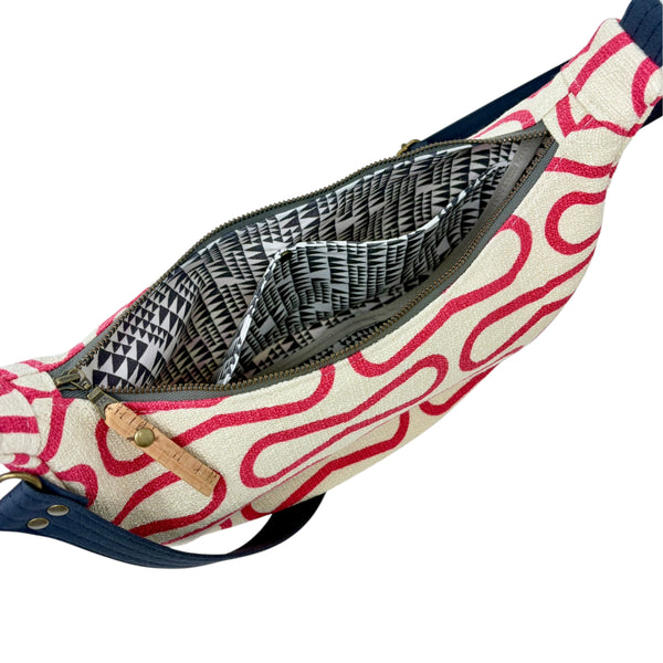 Sling Bag, Organic Cotton Pink Retro Loop