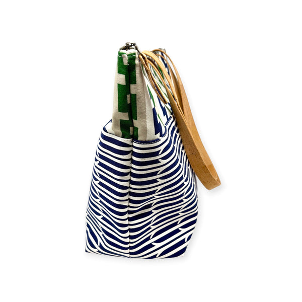 Large Tote, Organic Cotton Navy & Green