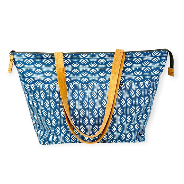 Large Tote, Organic Cotton Blue Hadia