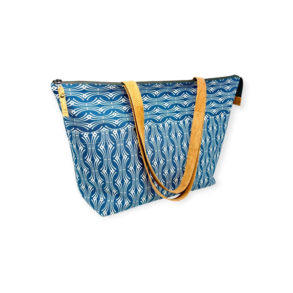 Large Tote, Organic Cotton Blue Hadia