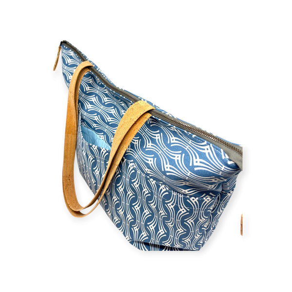 Large Tote, Organic Cotton Blue Hadia