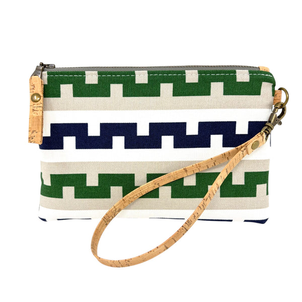 Organic Wristlet Navy & Green