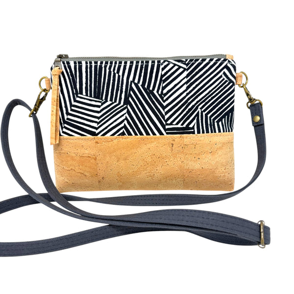 Organic & Cork Mini Crossbody - Black & White