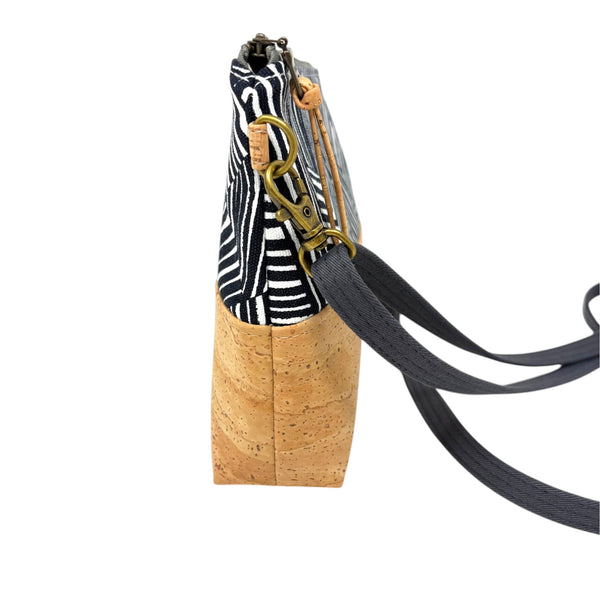 Organic & Cork Mini Crossbody - Black & White