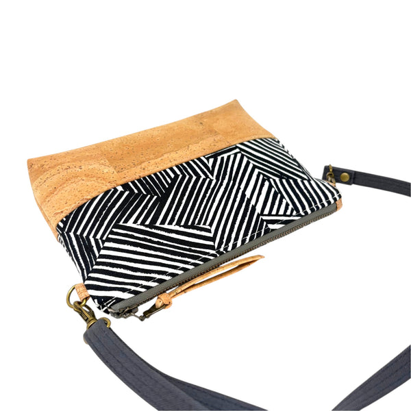 Organic & Cork Mini Crossbody - Black & White