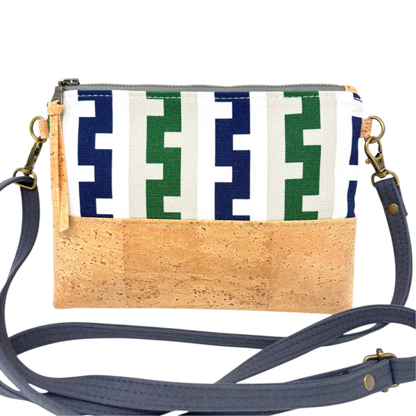 Organic & Cork Mini Crossbody - Navy & Green
