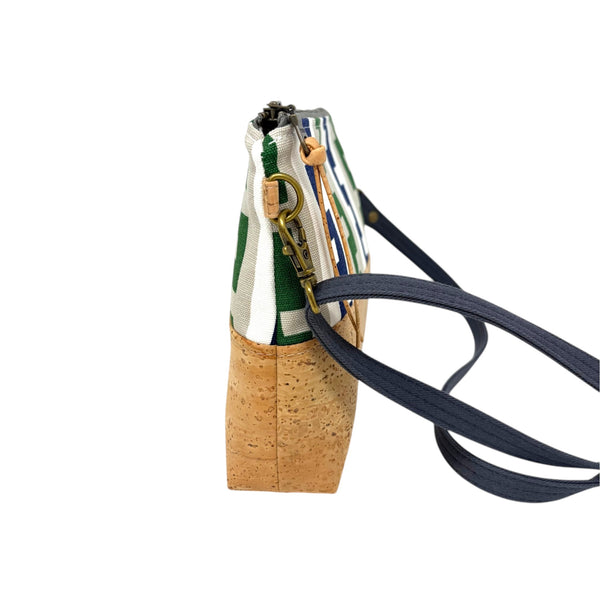 Organic & Cork Mini Crossbody - Navy & Green