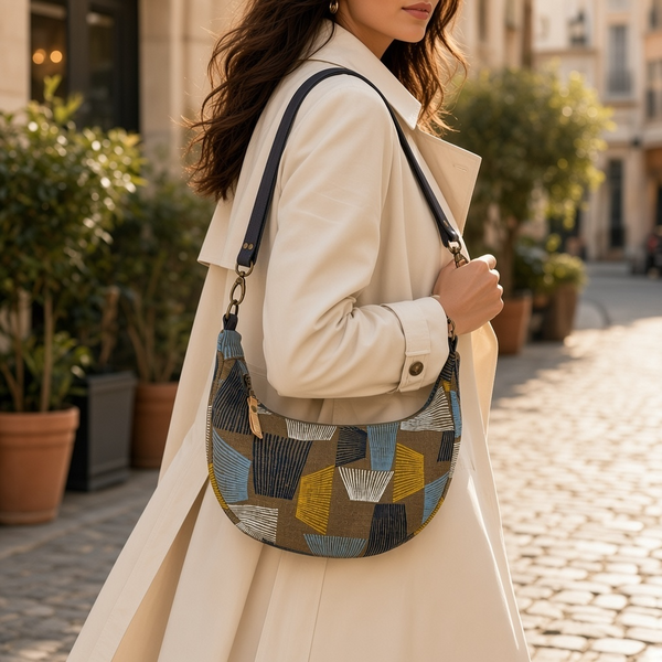 Sling Bag, Organic Cotton Brown Shaded