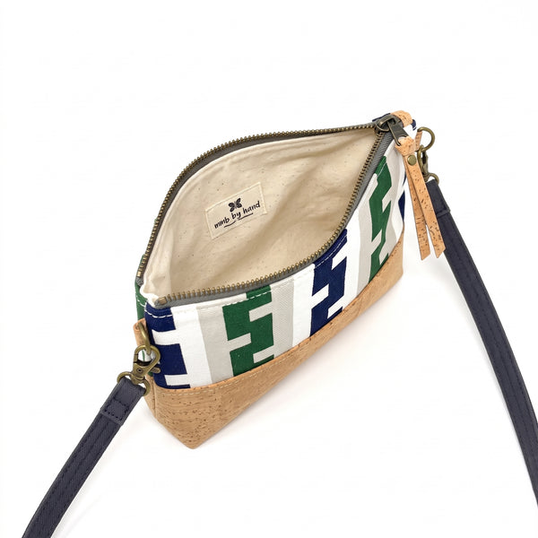 Organic & Cork Mini Crossbody - Navy & Green