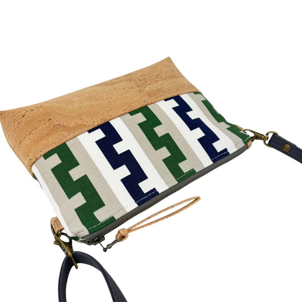 Organic & Cork Mini Crossbody - Navy & Green