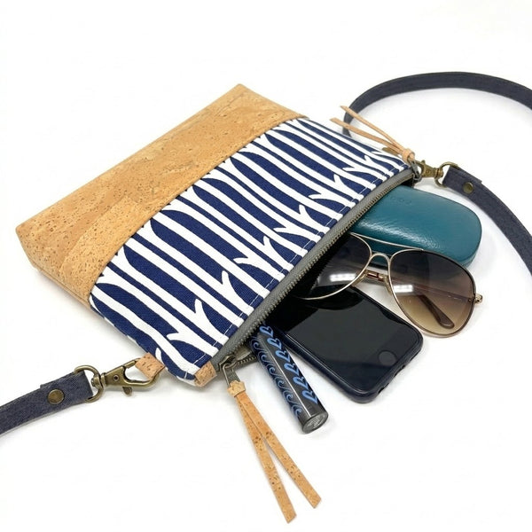 Organic & Cork Mini Crossbody - Navy Aaliyah