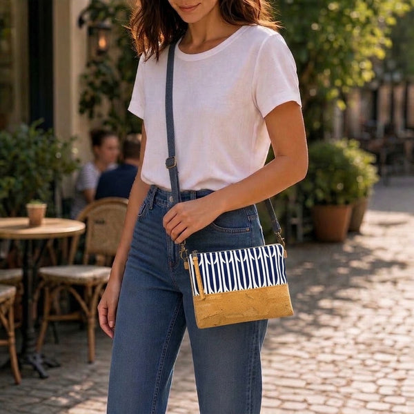 Organic & Cork Mini Crossbody - Navy Aaliyah