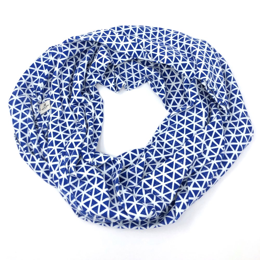 Infinity Scarf Blue Triangles Knit