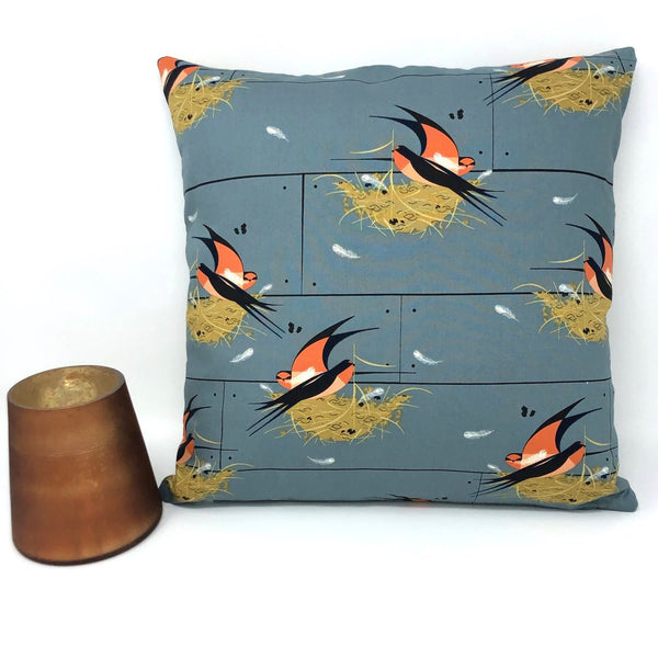 Throw Pillow Cover Charley Harper Graphite Barn Swallow