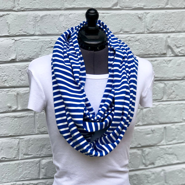 Infinity Scarf Blue Stripes Knit