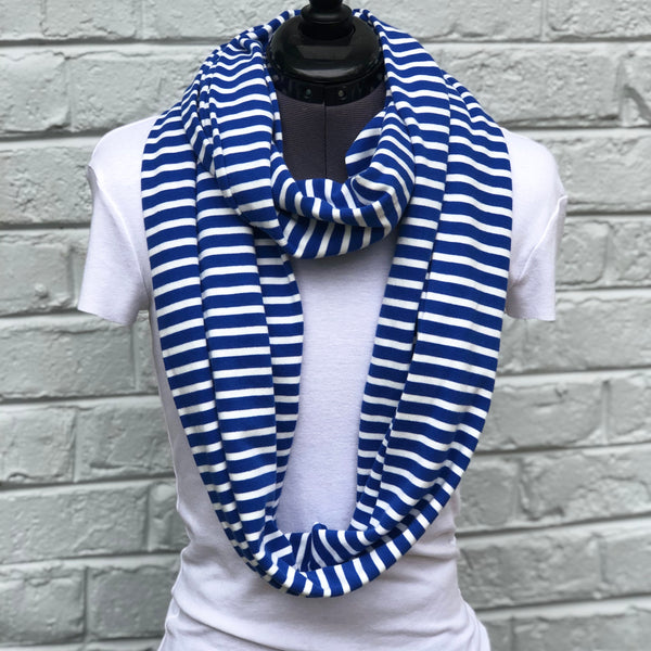 Infinity Scarf Blue Stripes Knit