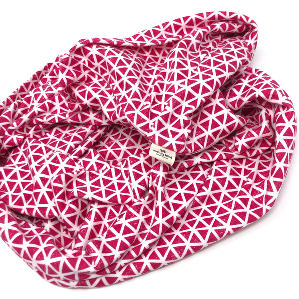 Infinity Scarf Pink Triangles Knit